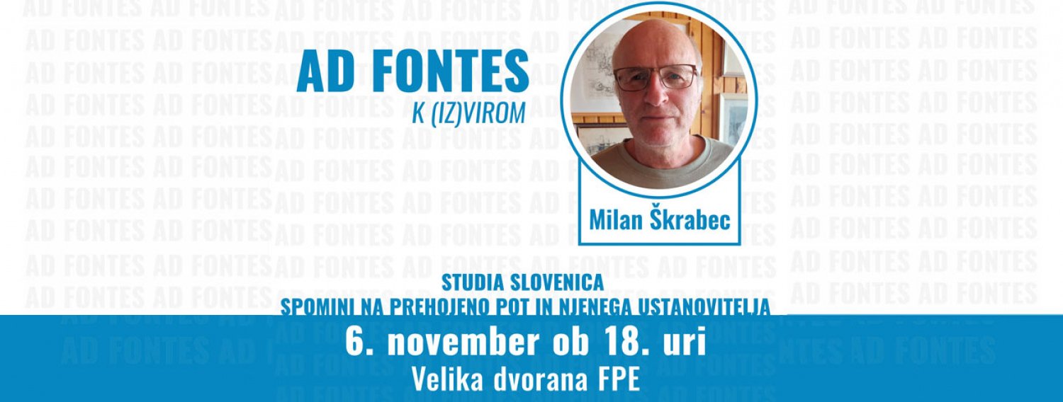 ❗[AD FONTES]: STUDIA SLOVENICA – SPOMINI NA PREHOJENO POT IN NJENEGA USTANOVITELJA